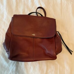 Fossil Brown Leather Backpack